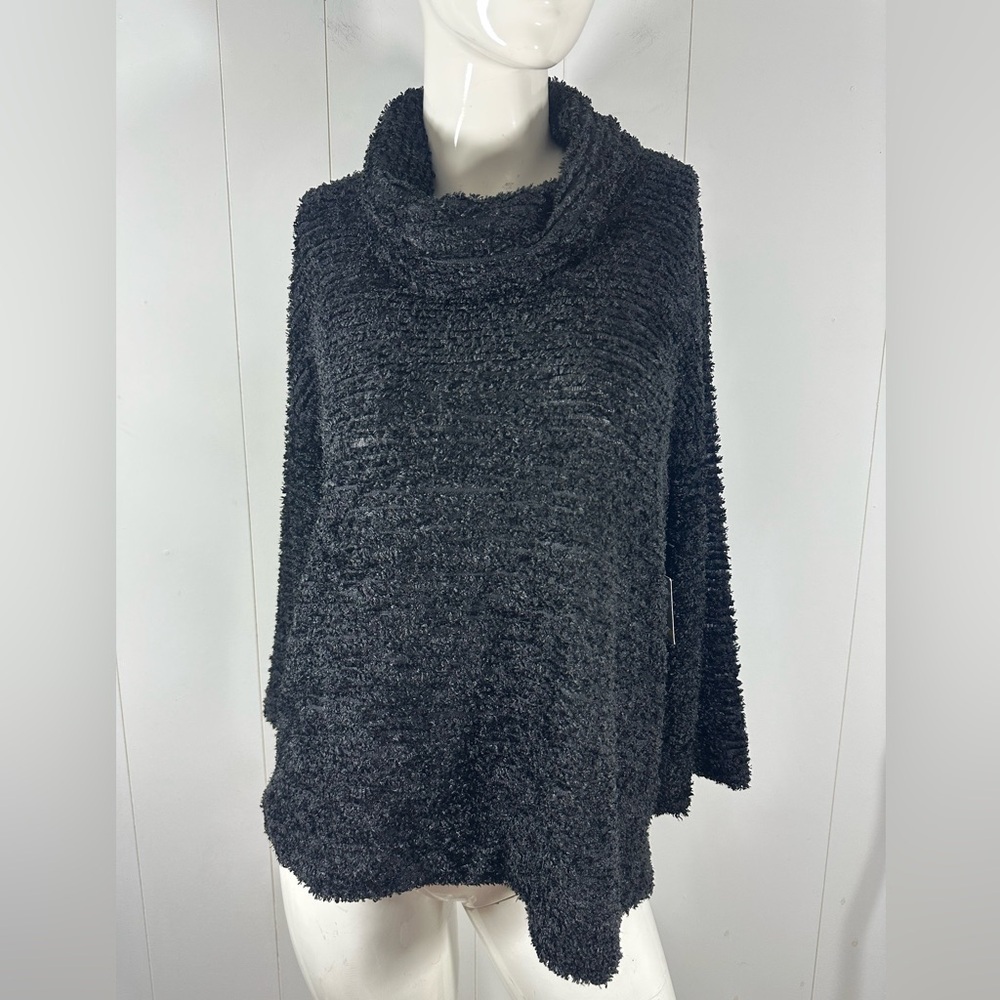 NEW JOHN MARK Sweater Pullover Sz Medium Black cowl neck knobby texture Womens